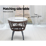 Gardeon 3PC Bistro Set Outdoor Furniture Rattan Table Chairs Patio Garden Cushion Brown - Extra Image