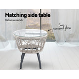 Gardeon 3PC Bistro Set Outdoor Furniture Rattan Table Chairs Patio Garden Cushion Grey - 45-Degree Angle