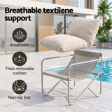 Gardeon Outdoor Bistro Set 3 Piece Patio Furniture Conversation Table and Chairs Khaki - 45-Degree Angle