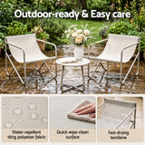 Gardeon Outdoor Bistro Set 3 Piece Patio Furniture Conversation Table and Chairs Khaki - Rear View