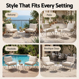 Gardeon Outdoor Bistro Set 3 Piece Patio Furniture Conversation Table and Chairs Khaki - Low Angle