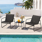 Gardeon Outdoor Bistro Set 3 Piece Patio Furniture Textilene Chairs Glass Table