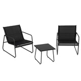 Gardeon Outdoor Bistro Set 3 Piece Patio Furniture Textilene Chairs Glass Table - Side View