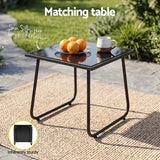 Gardeon Outdoor Bistro Set 3 Piece Patio Furniture Textilene Chairs Glass Table - Rear View