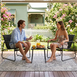 Gardeon Outdoor Bistro Set 3 Piece Patio Furniture Textilene Chairs Glass Table - Low Angle