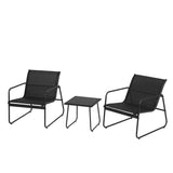 Gardeon Outdoor Bistro Set 3 Piece Patio Furniture Textilene Chairs Glass Table - Extra Image
