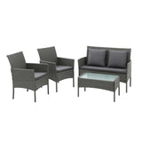 Gardeon 4-Piece Outdoor Sofa Set Rattan Furniture with Two Pillows Grey - Side View
