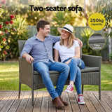 Gardeon 4-Piece Outdoor Sofa Set Rattan Furniture with Two Pillows Grey - 45-Degree Angle