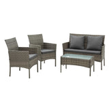 Gardeon 4-Piece Outdoor Sofa Set with Two Pillows Rattan Furniture Grey - Side View