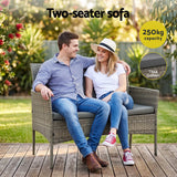 Gardeon 4-Piece Outdoor Sofa Set with Two Pillows Rattan Furniture Grey - 45-Degree Angle