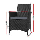 Gardeon Outdoor Dining Chairs Patio Furniture Wicker Garden Cushion Idris 2PC - Front View