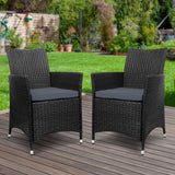 Gardeon Outdoor Dining Chairs Patio Furniture Wicker Garden Cushion Idris 2PC - Low Angle
