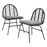Gardeon 2x Outdoor Chairs Dining Chair Lounge Wicker Patio Furniture Black - Close-Up Angle