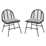 Gardeon 2x Outdoor Chairs Dining Chair Lounge Wicker Patio Furniture Black - Side View