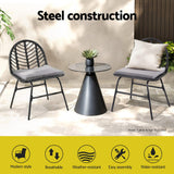 Gardeon 2x Outdoor Chairs Dining Chair Lounge Wicker Patio Furniture Black - Top-Down View
