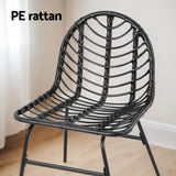 Gardeon 2x Outdoor Chairs Dining Chair Lounge Wicker Patio Furniture Black - 45-Degree Angle