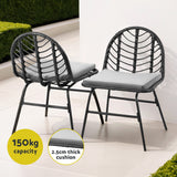 Gardeon 2x Outdoor Chairs Dining Chair Lounge Wicker Patio Furniture Black - Rear View