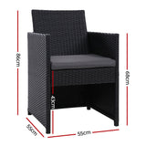 Gardeon 2PC Outdoor Dining Chairs Patio Furniture Wicker Garden Cushion Hugo - Front View