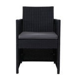 Gardeon 2PC Outdoor Dining Chairs Patio Furniture Wicker Garden Cushion Hugo - Side View