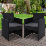 Gardeon 2PC Outdoor Dining Chairs Patio Furniture Wicker Garden Cushion Hugo - Close-Up Angle