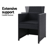 Gardeon 2PC Outdoor Dining Chairs Patio Furniture Wicker Garden Cushion Hugo - Low Angle