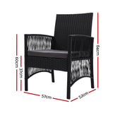 Gardeon 2PC Outdoor Dining Chairs Patio Furniture Wicker Lounge Chair Garden - Front View