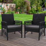 Gardeon 2PC Outdoor Dining Chairs Patio Furniture Wicker Lounge Chair Garden - Low Angle
