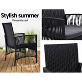 Gardeon 2PC Outdoor Dining Chairs Patio Furniture Wicker Lounge Chair Garden - Rear View