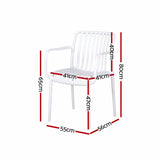 Gardeon 4PC Outdoor Dining Chairs Patio Furniture PP Stackable Chair Garden White - Front View