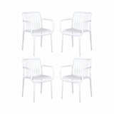 Gardeon 4PC Outdoor Dining Chairs Patio Furniture PP Stackable Chair Garden White - Side View