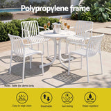 Gardeon 4PC Outdoor Dining Chairs Patio Furniture PP Stackable Chair Garden White - Top-Down View