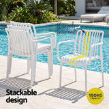 Gardeon 4PC Outdoor Dining Chairs Patio Furniture PP Stackable Chair Garden White - 45-Degree Angle