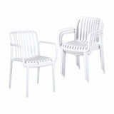 Gardeon 4PC Outdoor Dining Chairs Patio Furniture PP Stackable Chair Garden White - Low Angle
