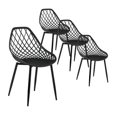Gardeon 4PC Outdoor Dining Chairs PP Lounge Chair Patio Garden Furniture Black