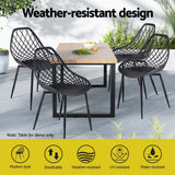 Gardeon 4PC Outdoor Dining Chairs PP Lounge Chair Patio Garden Furniture Black - Top-Down View