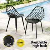Gardeon 4PC Outdoor Dining Chairs PP Lounge Chair Patio Garden Furniture Black - 45-Degree Angle