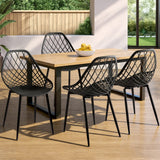 Gardeon 4PC Outdoor Dining Chairs PP Lounge Chair Patio Garden Furniture Black - Close-Up Angle