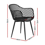 Gardeon 4PC Outdoor Dining Chairs PP Lounge Chair Patio Furniture Garden Black - Front View
