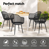 Gardeon 4PC Outdoor Dining Chairs PP Lounge Chair Patio Furniture Garden Black - Top-Down View