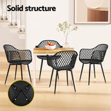 Gardeon 4PC Outdoor Dining Chairs PP Lounge Chair Patio Furniture Garden Black - Rear View