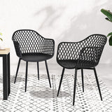 Gardeon 4PC Outdoor Dining Chairs PP Lounge Chair Patio Furniture Garden Black - Close-Up Angle