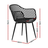 Gardeon 4PC Outdoor Dining Chairs PP Lounge Chair Patio Furniture Garden Black - Front View