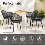 Gardeon 4PC Outdoor Dining Chairs PP Lounge Chair Patio Furniture Garden Black - 45-Degree Angle