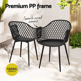 Gardeon 4PC Outdoor Dining Chairs PP Lounge Chair Patio Furniture Garden Black - Rear View