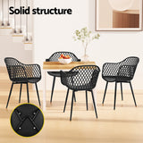 Gardeon 4PC Outdoor Dining Chairs PP Lounge Chair Patio Furniture Garden Black - Close-Up Angle