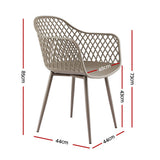 Gardeon 4PC Outdoor Dining Chairs PP Lounge Chair Patio Furniture Garden Coffee - Front View