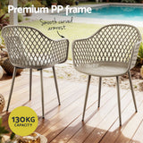 Gardeon 4PC Outdoor Dining Chairs PP Lounge Chair Patio Furniture Garden Coffee - 45-Degree Angle