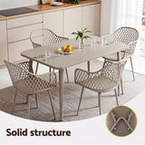 Gardeon 4PC Outdoor Dining Chairs PP Lounge Chair Patio Furniture Garden Coffee - Rear View