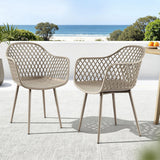 Gardeon 4PC Outdoor Dining Chairs PP Lounge Chair Patio Furniture Garden Coffee - Close-Up Angle