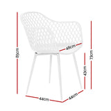 Gardeon 4PC Outdoor Dining Chairs PP Lounge Chair Patio Furniture Garden White - Front View